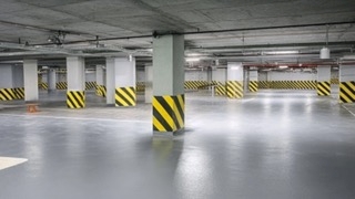 Professionally coated parking garage floor surface